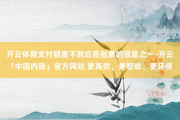 开云体育支付额度不到应答拖累的很是之一-开云「中国内陆」官方网站 更高效、更智能、更环保
