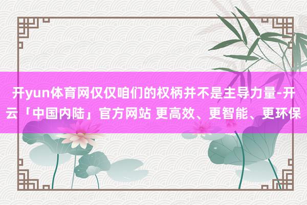开yun体育网仅仅咱们的权柄并不是主导力量-开云「中国内陆」官方网站 更高效、更智能、更环保