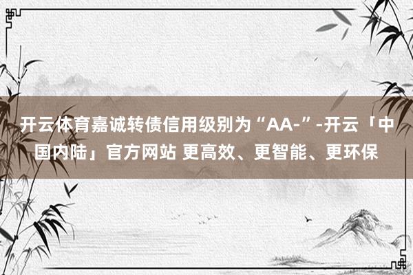 开云体育嘉诚转债信用级别为“AA-”-开云「中国内陆」官方网站 更高效、更智能、更环保